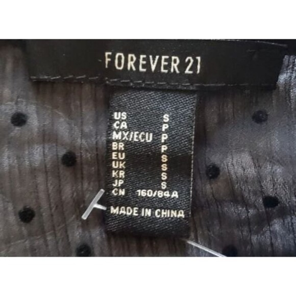 Forever 21 Black Long Sheer Blouse W/Tank Puff Sheer long Sleeve Tunic NWT Sz S - Picture 6 of 9